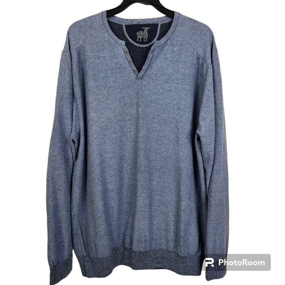 Raffi Mens 2-in-1 Reversible Long Sleeve Henley Shirt Size Large - Picture 1 of 13